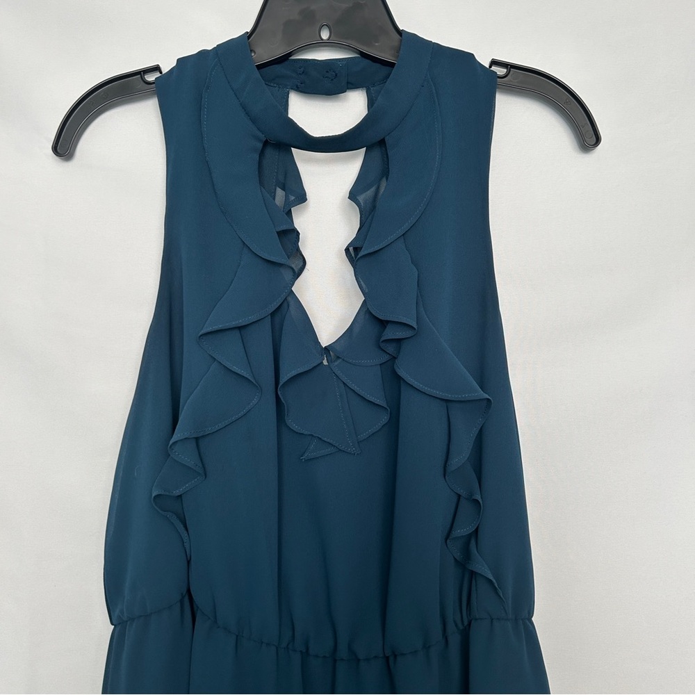 BCBGeneration Teal Halter ruffle detail Dress - Picture 4 of 9